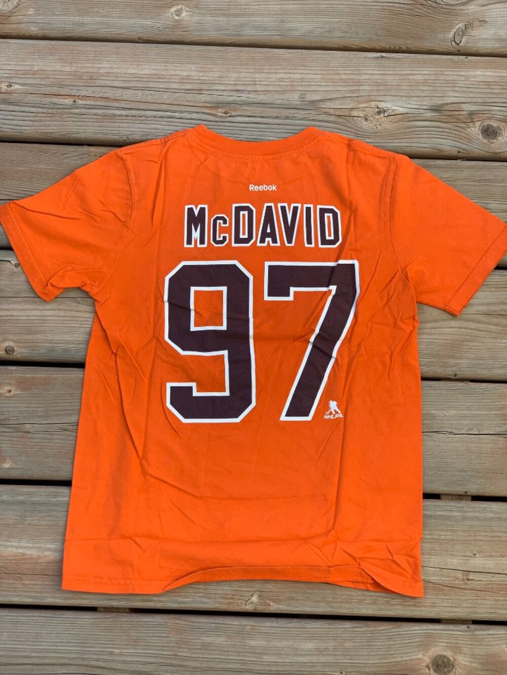 Edmonton Oilers Connor McDavid NHL Hockey T-Shirt Youth M 10/12 Orange #97 Tee